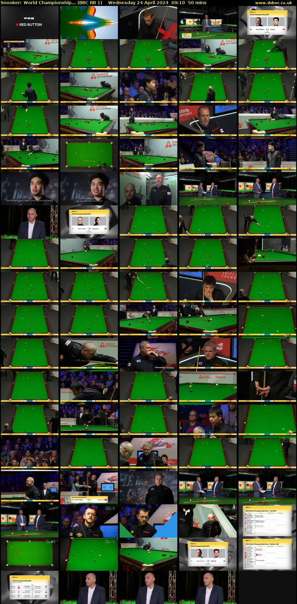 Snooker: World Championship... (BBC RB 1) Wednesday 24 April 2024 09:10 - 10:00