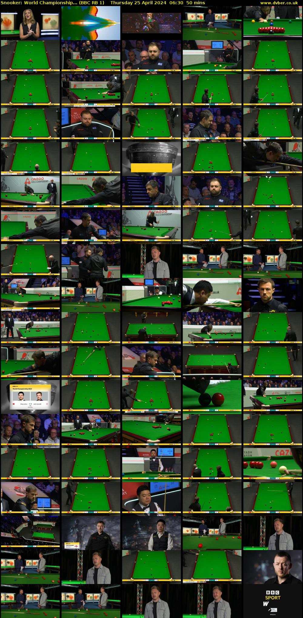 Snooker: World Championship... (BBC RB 1) Thursday 25 April 2024 06:30 - 07:20