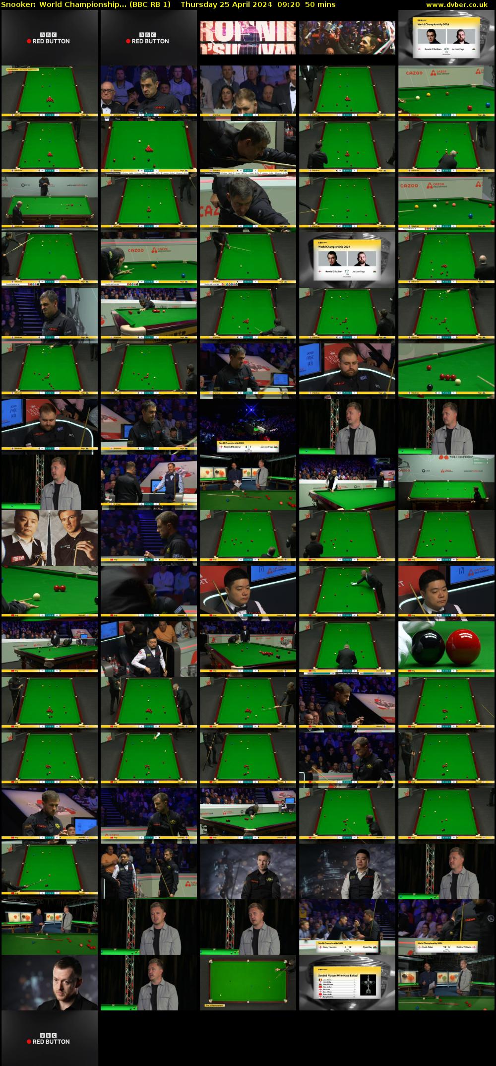 Snooker: World Championship... (BBC RB 1) Thursday 25 April 2024 09:20 - 10:10
