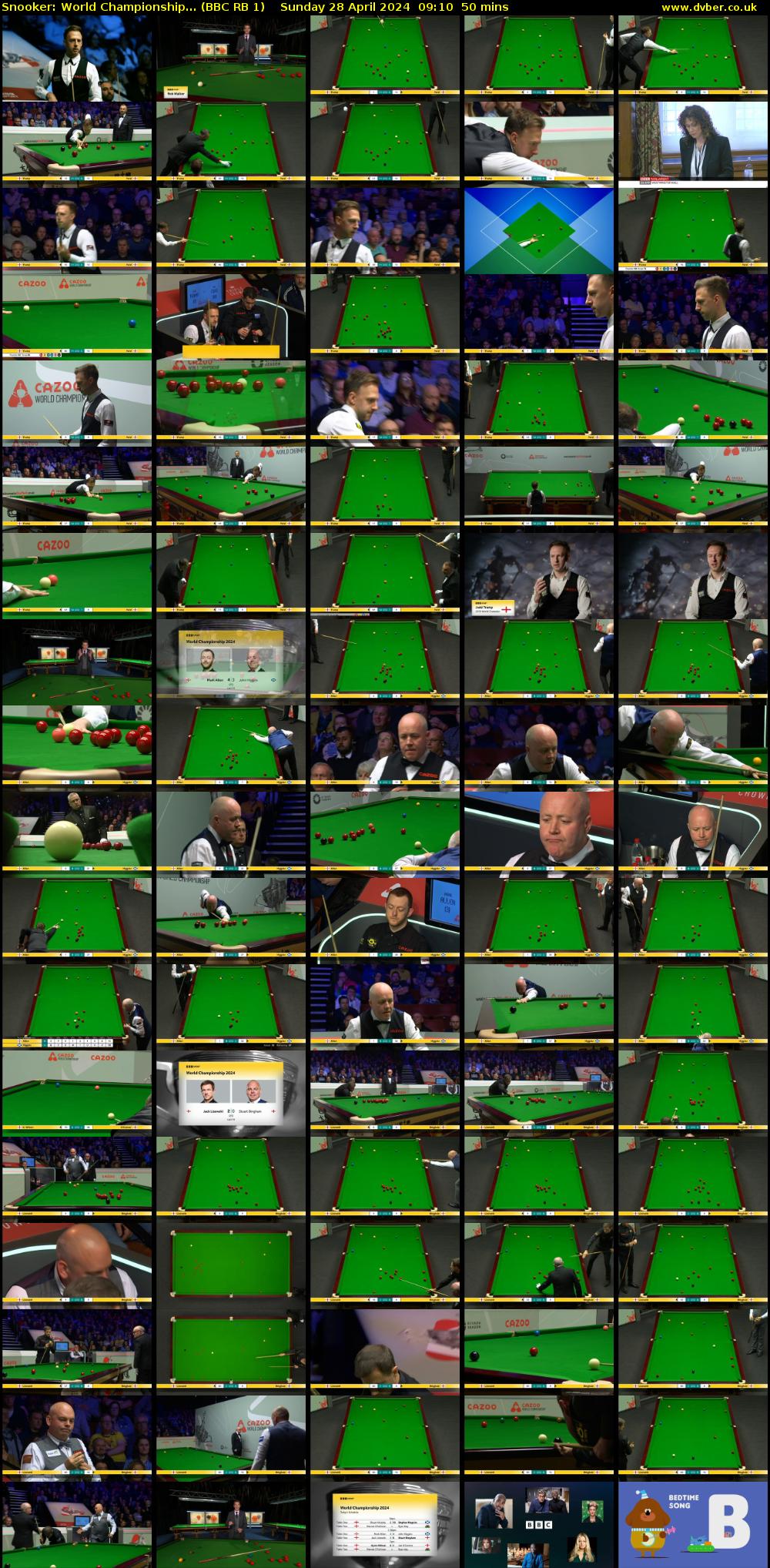 Snooker: World Championship... (BBC RB 1) Sunday 28 April 2024 09:10 - 10:00
