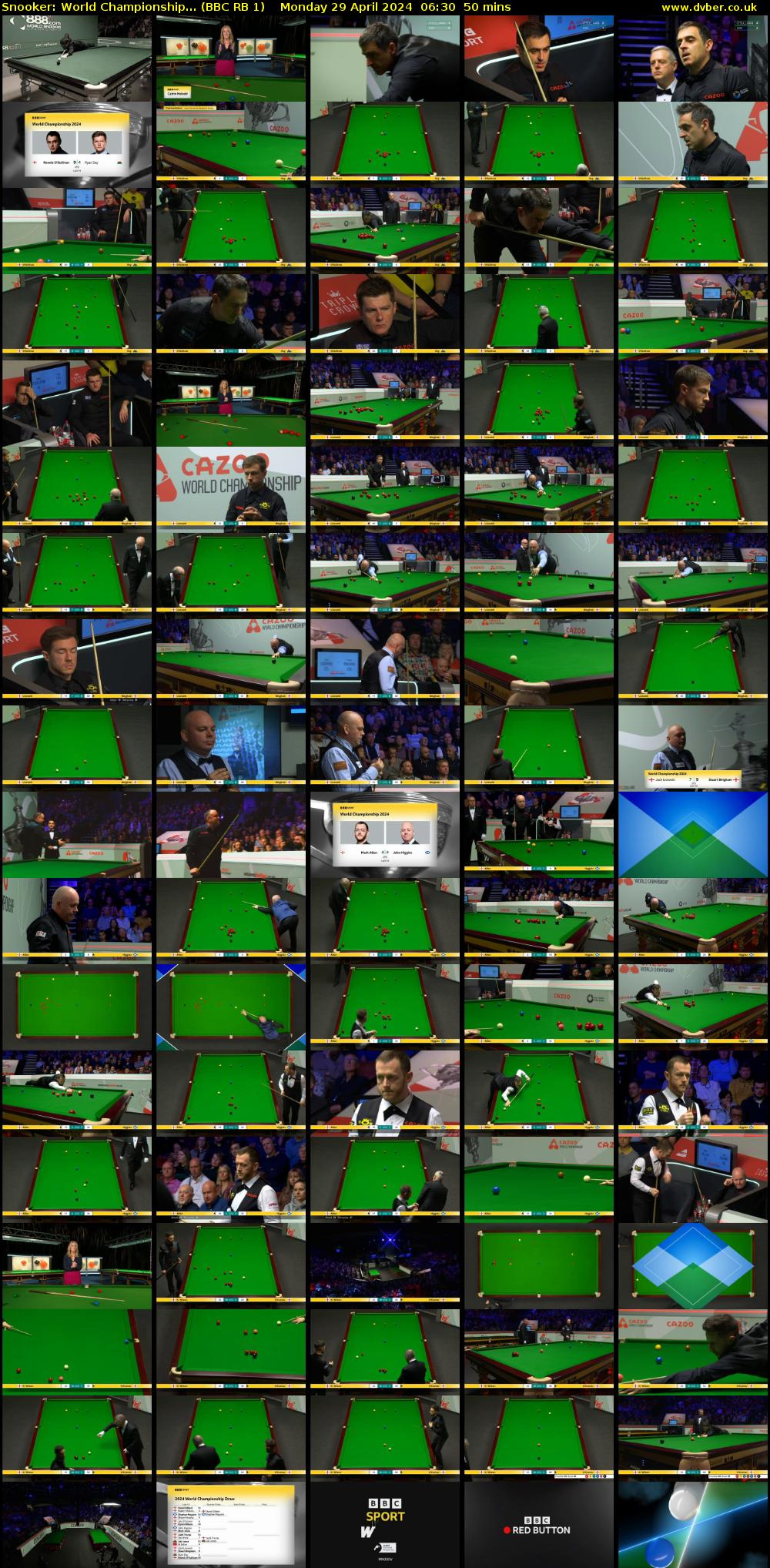 Snooker: World Championship... (BBC RB 1) Monday 29 April 2024 06:30 - 07:20