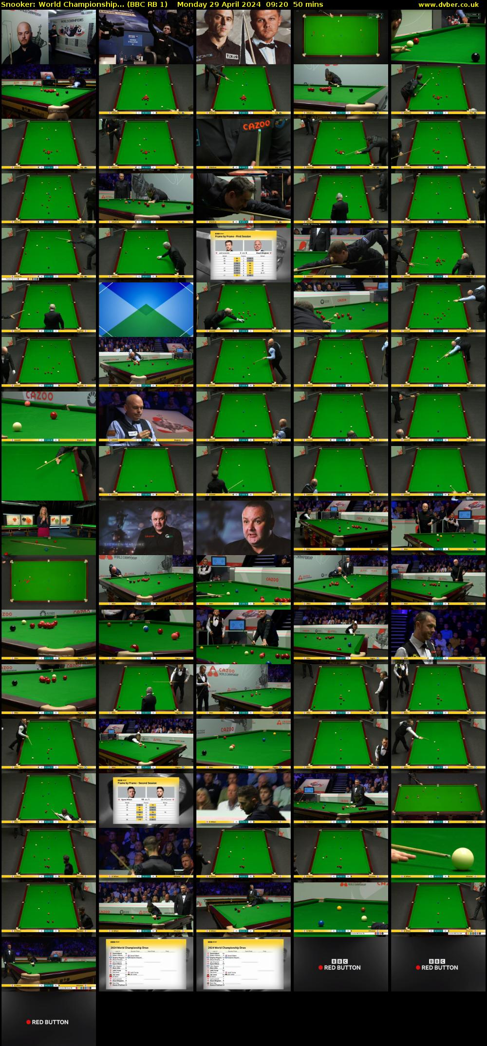Snooker: World Championship... (BBC RB 1) Monday 29 April 2024 09:20 - 10:10