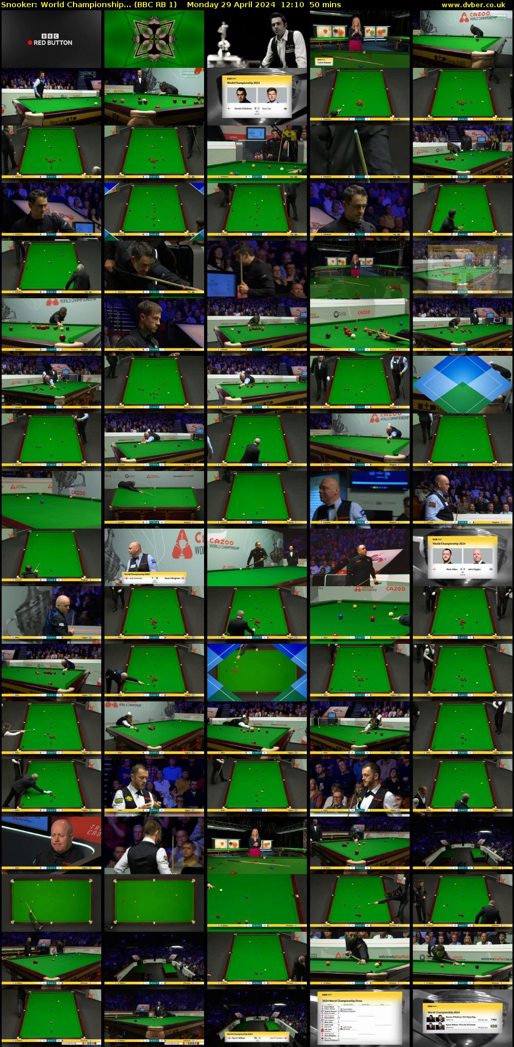 Snooker: World Championship... (BBC RB 1) Monday 29 April 2024 12:10 - 13:00
