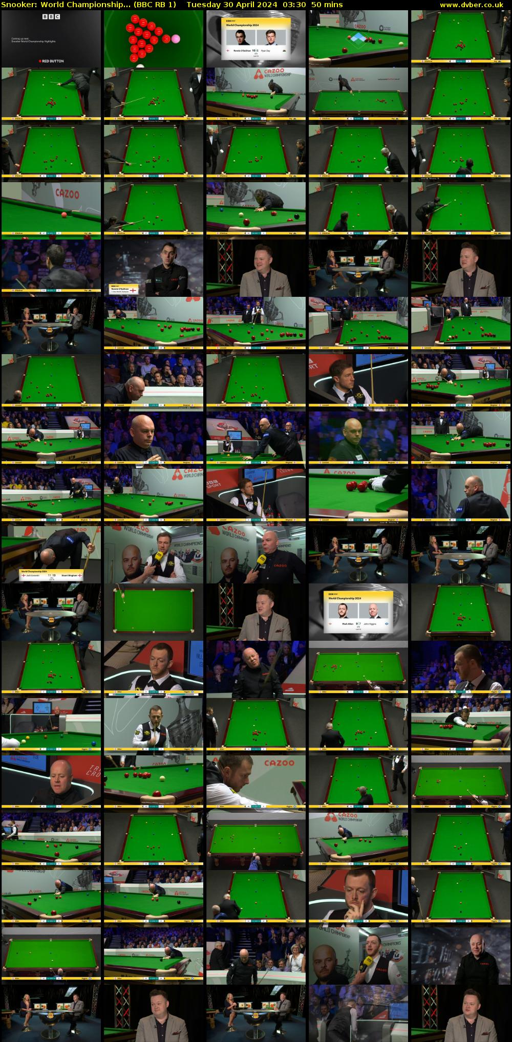 Snooker: World Championship... (BBC RB 1) Tuesday 30 April 2024 03:30 - 04:20