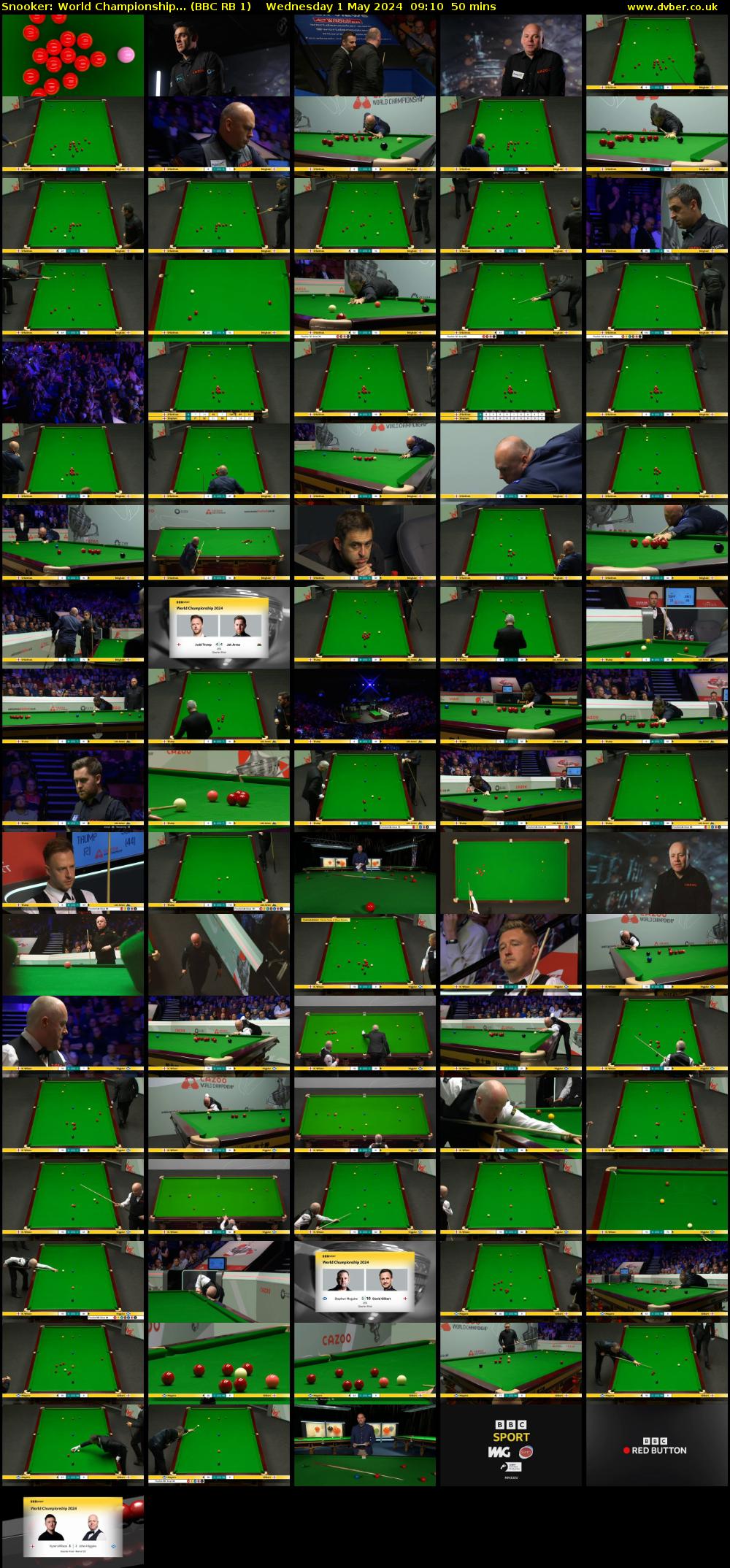 Snooker: World Championship... (BBC RB 1) Wednesday 1 May 2024 09:10 - 10:00