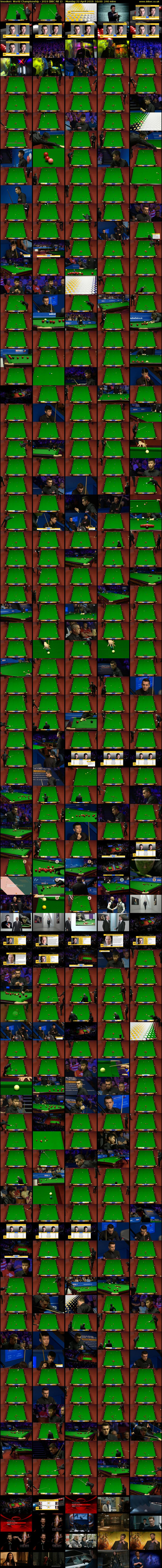 Snooker: World Championship - 2019 (BBC RB 1) Monday 22 April 2019 10:00 - 14:00