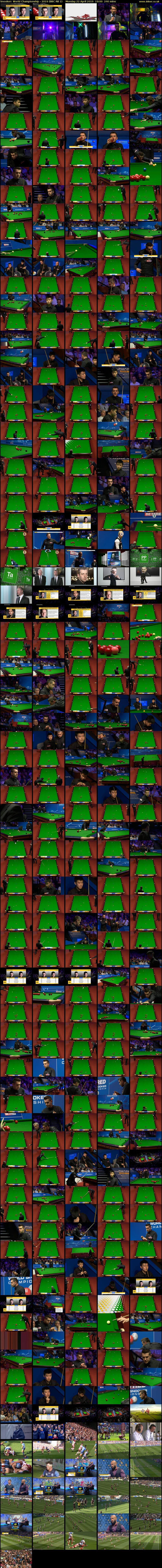 Snooker: World Championship - 2019 (BBC RB 1) Monday 22 April 2019 19:00 - 23:00