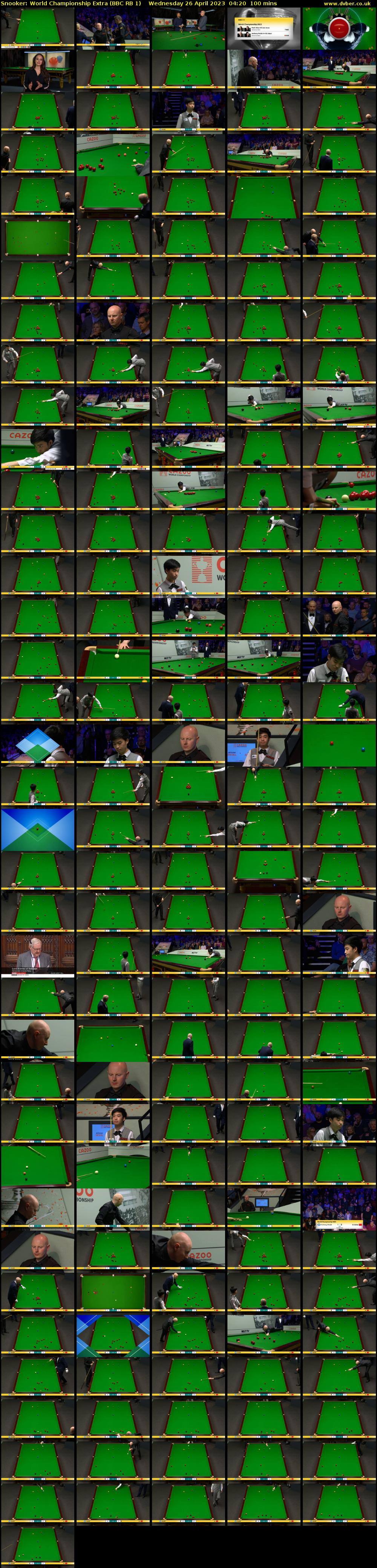 Snooker: World Championship Extra (BBC RB 1) Wednesday 26 April 2023 04:20 - 06:00