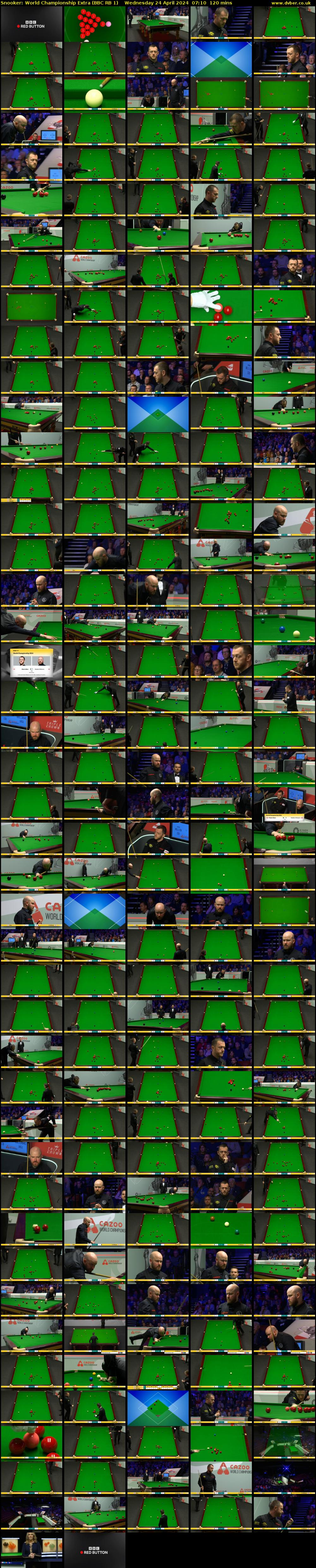 Snooker: World Championship Extra (BBC RB 1) Wednesday 24 April 2024 07:10 - 09:10