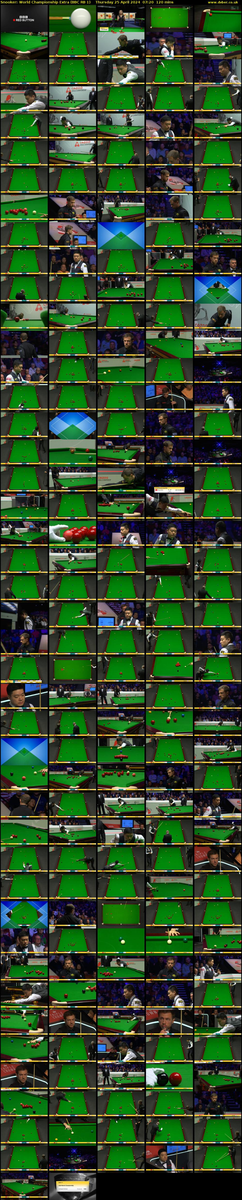 Snooker: World Championship Extra (BBC RB 1) Thursday 25 April 2024 07:20 - 09:20