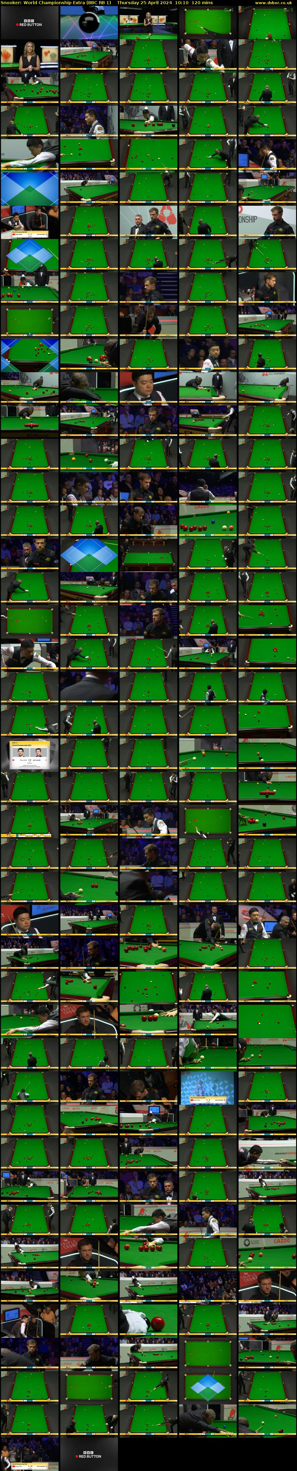 Snooker: World Championship Extra (BBC RB 1) Thursday 25 April 2024 10:10 - 12:10