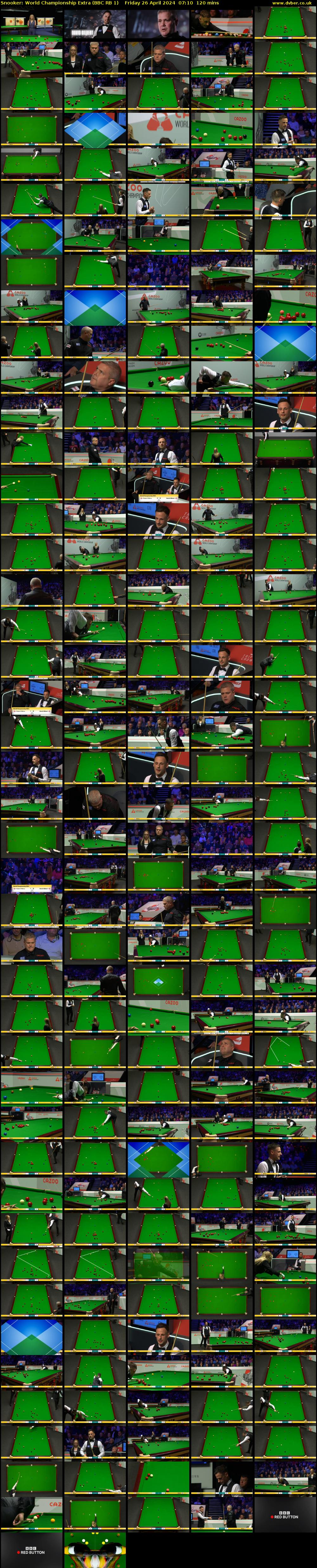 Snooker: World Championship Extra (BBC RB 1) Friday 26 April 2024 07:10 - 09:10