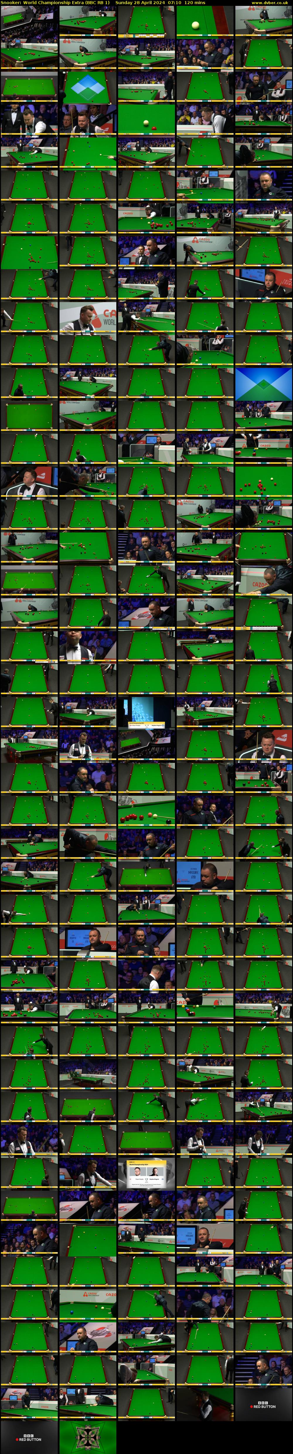 Snooker: World Championship Extra (BBC RB 1) Sunday 28 April 2024 07:10 - 09:10