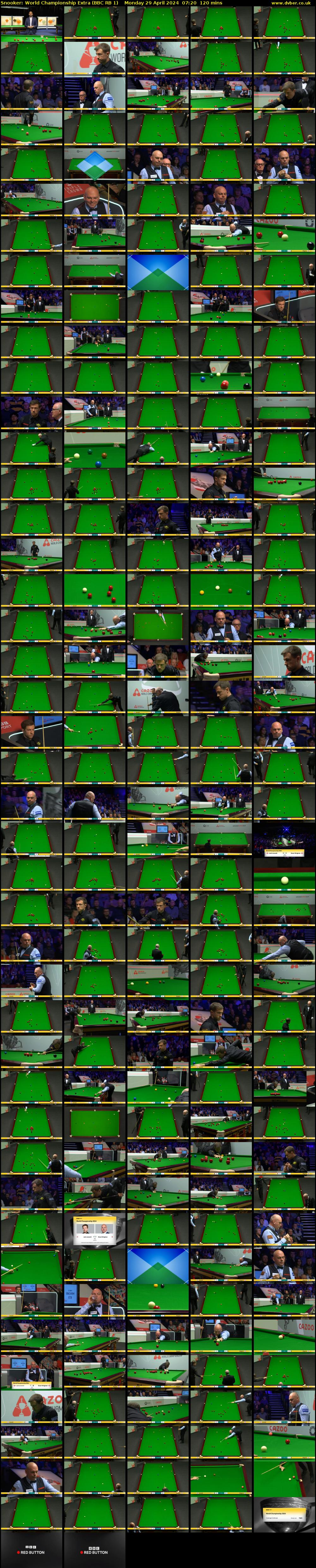 Snooker: World Championship Extra (BBC RB 1) Monday 29 April 2024 07:20 - 09:20
