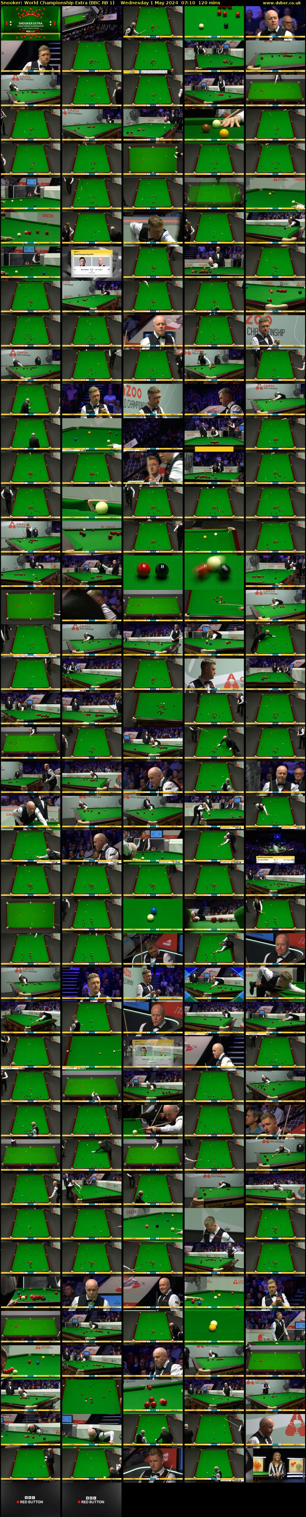 Snooker: World Championship Extra (BBC RB 1) Wednesday 1 May 2024 07:10 - 09:10