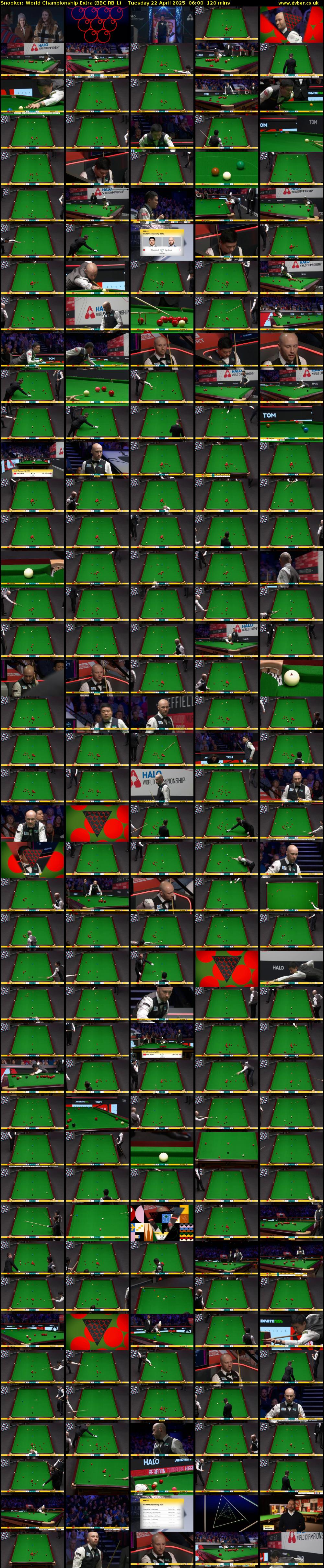 Snooker: World Championship Extra (BBC RB 1) Tuesday 22 April 2025 06:00 - 08:00