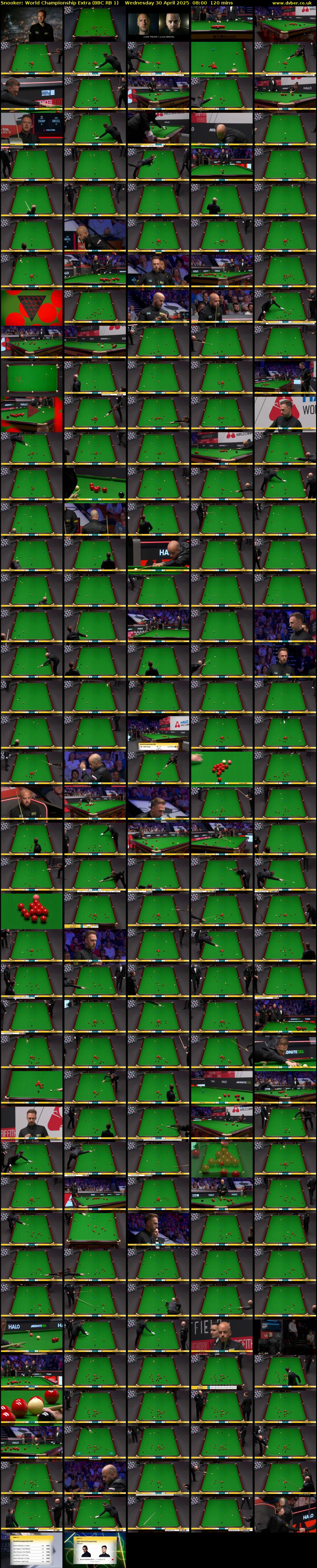 Snooker: World Championship Extra (BBC RB 1) Wednesday 30 April 2025 08:00 - 10:00