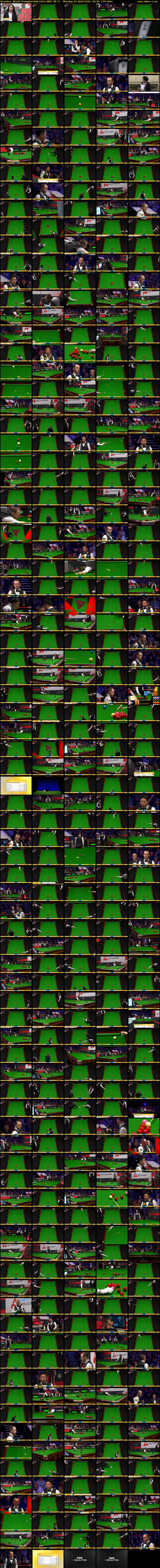 Snooker: World Championship Extra (BBC RB 1) Monday 20 April 2026 06:00 - 10:00