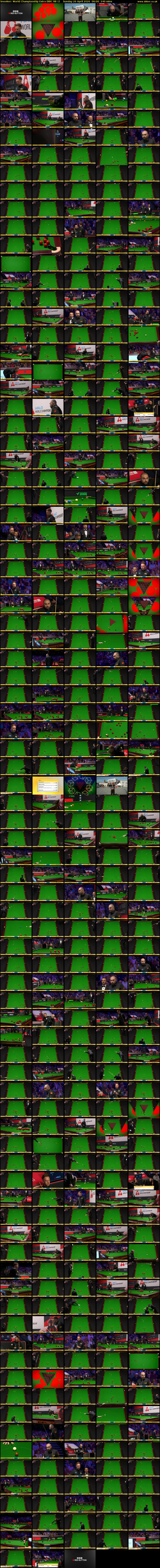 Snooker: World Championship Extra (BBC RB 1) Sunday 26 April 2026 06:00 - 10:00