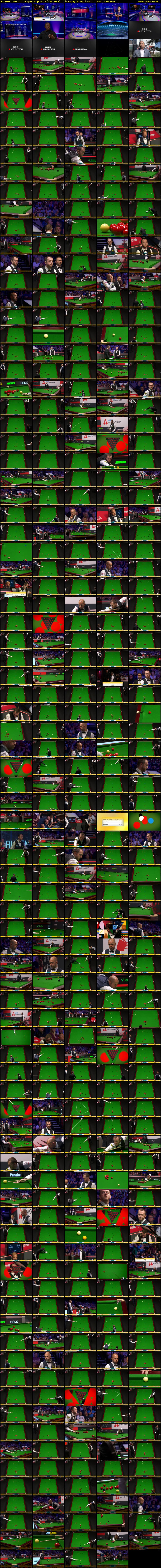 Snooker: World Championship Extra (BBC RB 1) Thursday 30 April 2026 09:00 - 13:00