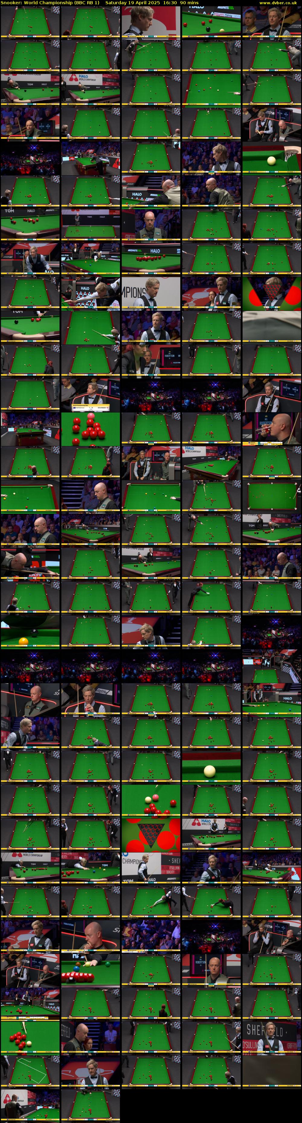Snooker: World Championship (BBC RB 1) Saturday 19 April 2025 16:30 - 18:00