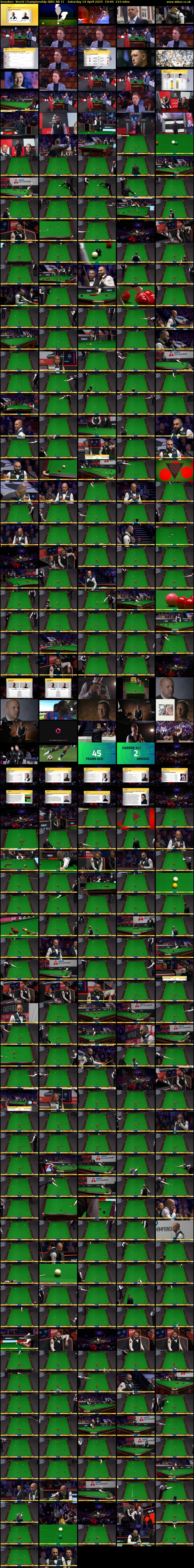Snooker: World Championship (BBC RB 1) Saturday 19 April 2025 19:00 - 22:30