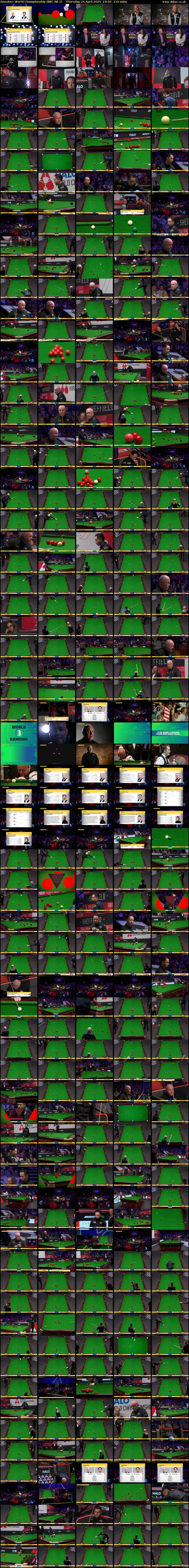 Snooker: World Championship (BBC RB 1) Thursday 24 April 2025 19:00 - 22:30