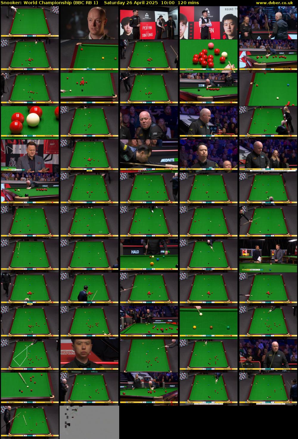 Snooker: World Championship (BBC RB 1) Saturday 26 April 2025 10:00 - 12:00