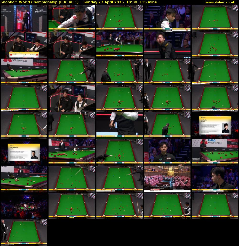 Snooker: World Championship (BBC RB 1) Sunday 27 April 2025 10:00 - 12:15
