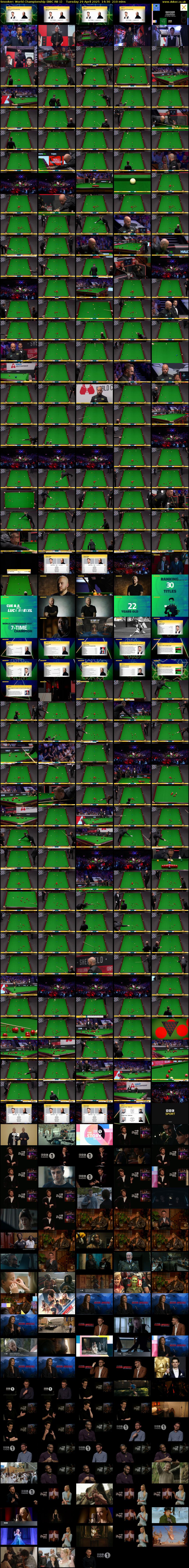Snooker: World Championship (BBC RB 1) Tuesday 29 April 2025 14:30 - 18:00