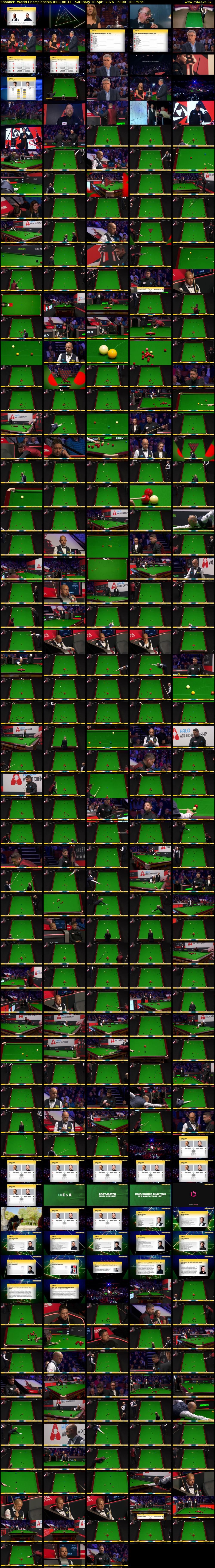 Snooker: World Championship (BBC RB 1) Saturday 18 April 2026 19:00 - 22:00