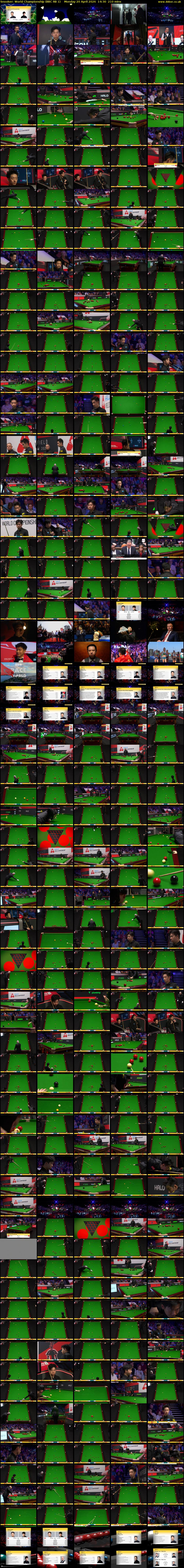 Snooker: World Championship (BBC RB 1) Monday 20 April 2026 14:30 - 18:00