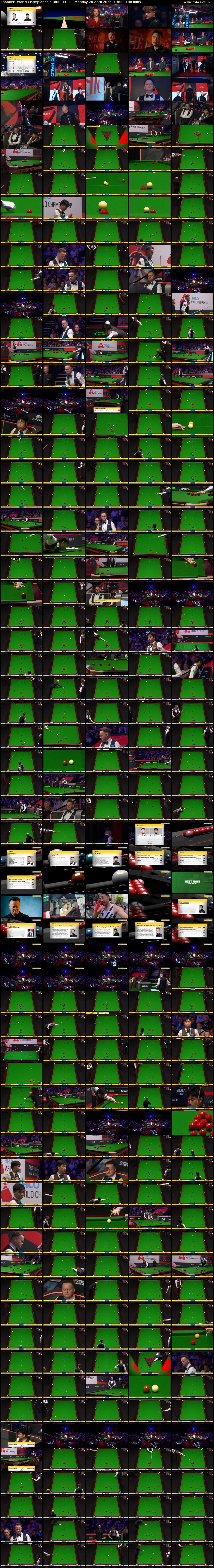 Snooker: World Championship (BBC RB 1) Monday 20 April 2026 19:00 - 22:00