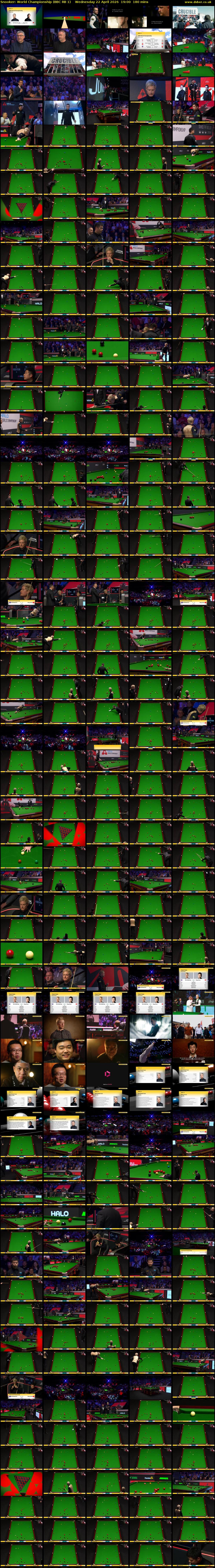 Snooker: World Championship (BBC RB 1) Wednesday 22 April 2026 19:00 - 22:00