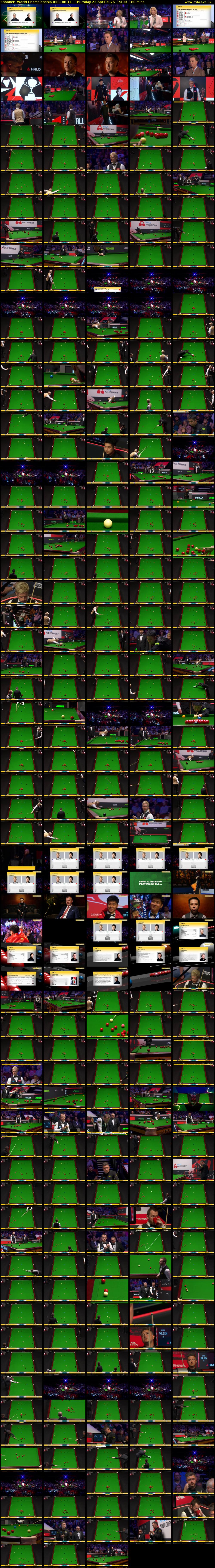 Snooker: World Championship (BBC RB 1) Thursday 23 April 2026 19:00 - 22:00