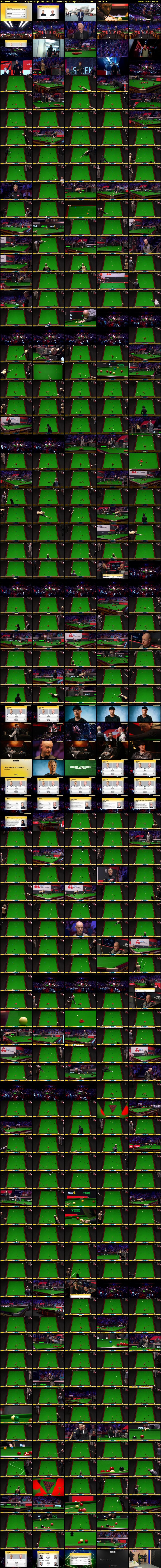 Snooker: World Championship (BBC RB 1) Saturday 25 April 2026 10:00 - 14:00