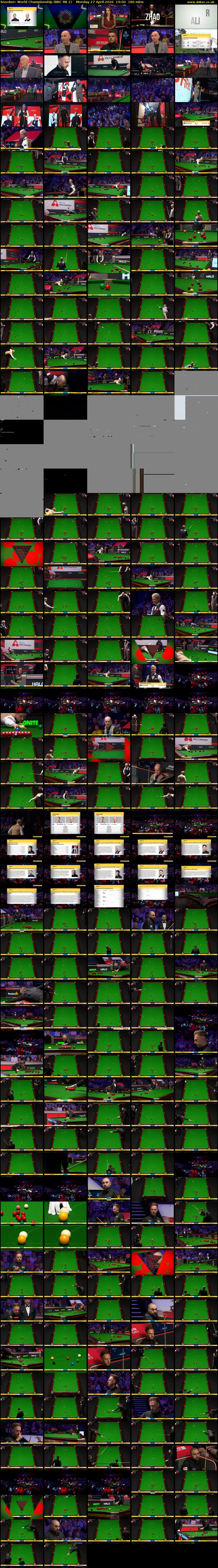 Snooker: World Championship (BBC RB 1) Monday 27 April 2026 19:00 - 22:00