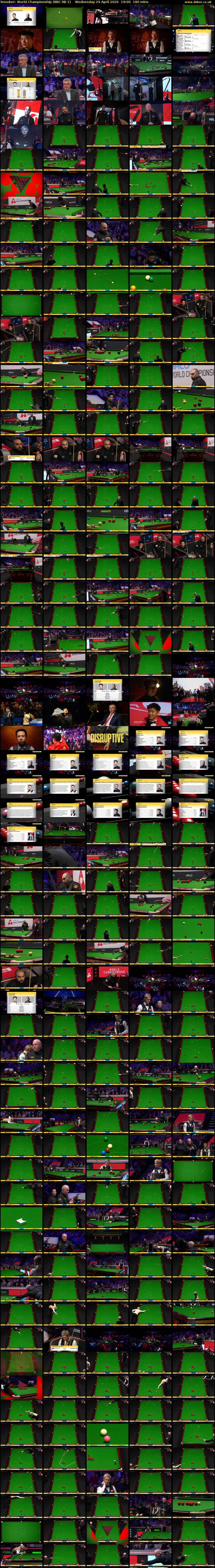 Snooker: World Championship (BBC RB 1) Wednesday 29 April 2026 19:00 - 22:00