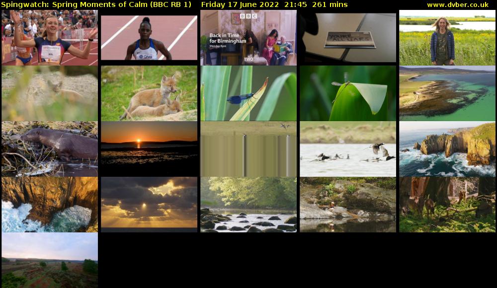 Spingwatch: Spring Moments of Calm (BBC RB 1) Friday 17 June 2022 21:45 - 02:06