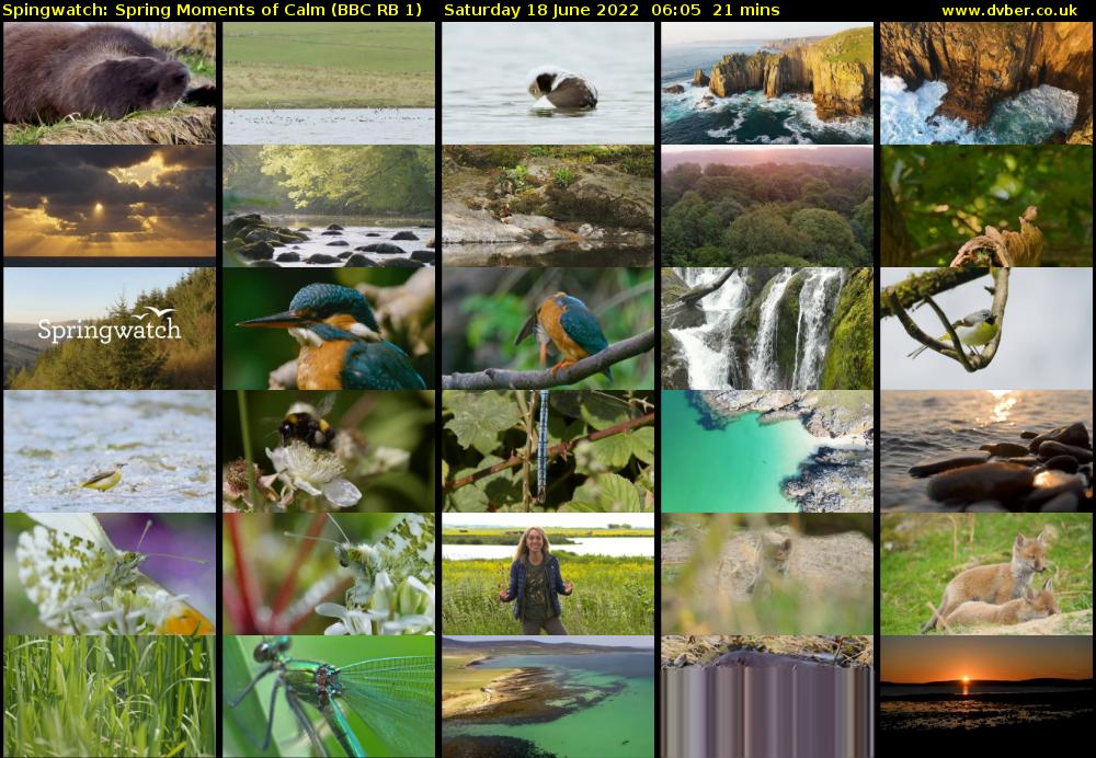 Spingwatch: Spring Moments of Calm (BBC RB 1) Saturday 18 June 2022 06:05 - 06:26
