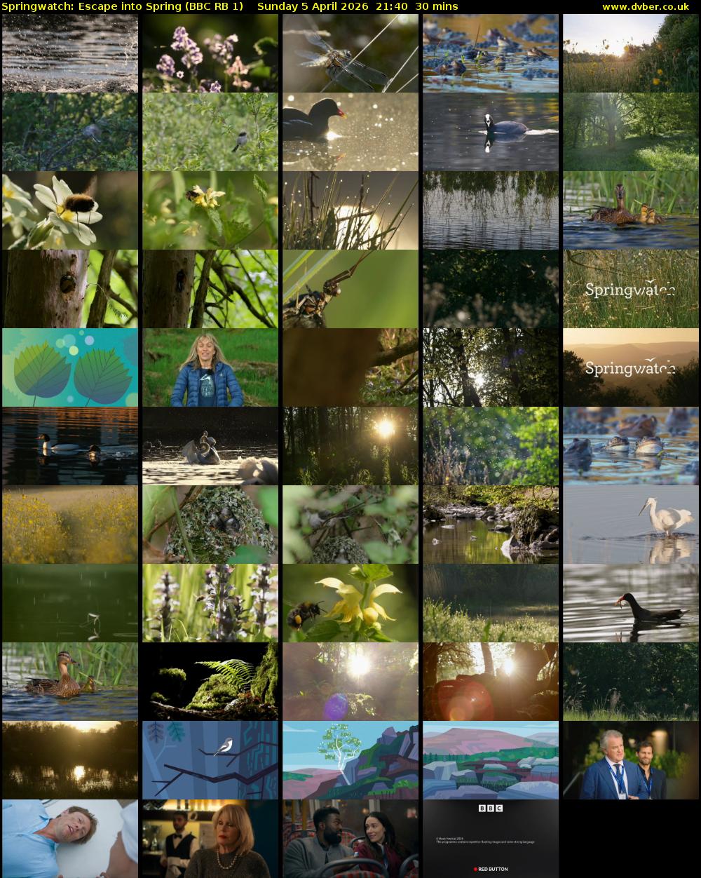 Springwatch: Escape into Spring (BBC RB 1) Sunday 5 April 2026 21:40 - 22:10