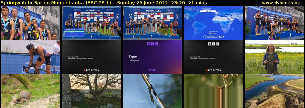 Springwatch: Spring Moments of... (BBC RB 1) Sunday 26 June 2022 23:20 - 23:41