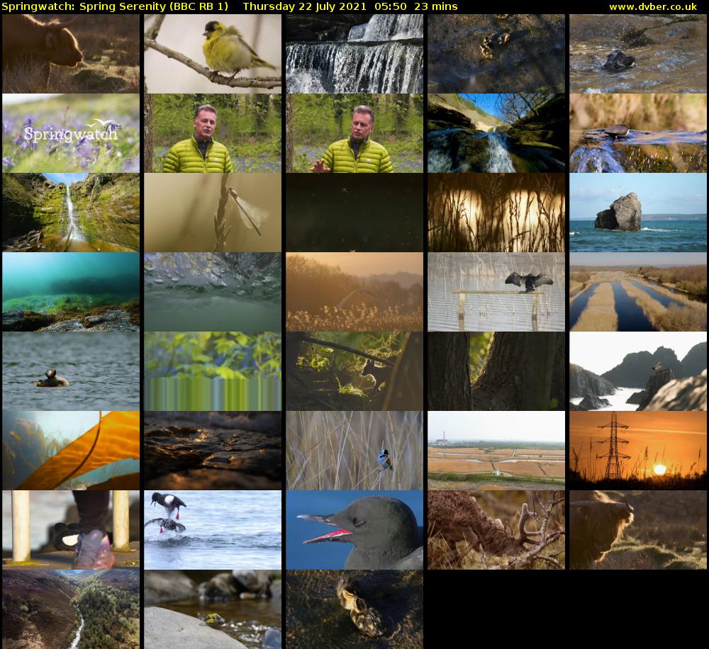 Springwatch: Spring Serenity (BBC RB 1) Thursday 22 July 2021 05:50 - 06:13