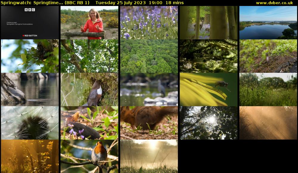 Springwatch: Springtime... (BBC RB 1) Tuesday 25 July 2023 19:00 - 19:18
