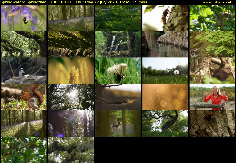 Springwatch: Springtime... (BBC RB 1) Thursday 27 July 2023 15:45 - 16:00