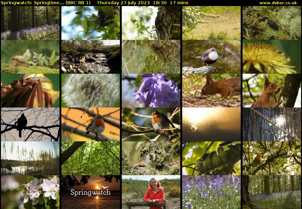Springwatch: Springtime... (BBC RB 1) Thursday 27 July 2023 18:30 - 18:47