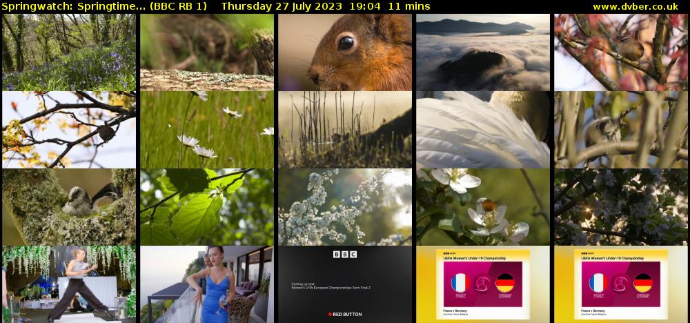 Springwatch: Springtime... (BBC RB 1) Thursday 27 July 2023 19:04 - 19:15