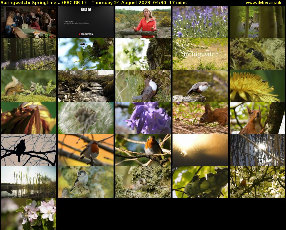 Springwatch: Springtime... (BBC RB 1) Thursday 24 August 2023 04:30 - 04:47