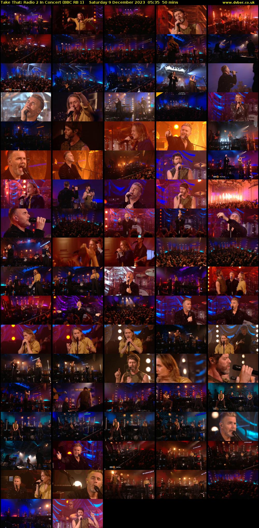 Take That: Radio 2 In Concert (BBC RB 1) Saturday 9 December 2023 05:35 - 06:25