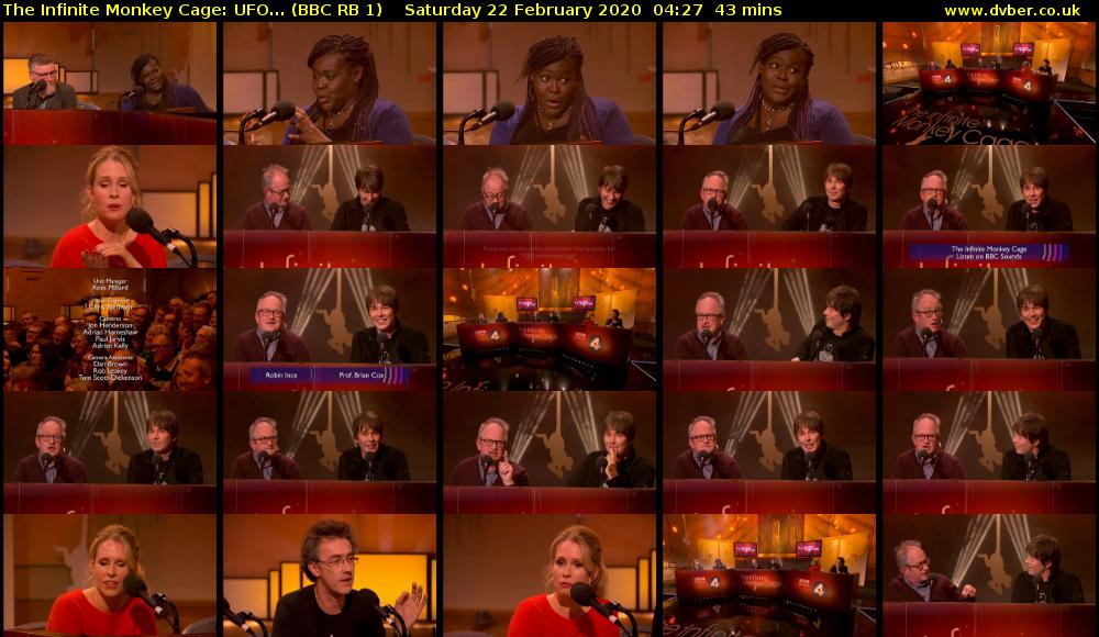 The Infinite Monkey Cage: UFO... (BBC RB 1) Saturday 22 February 2020 04:27 - 05:10